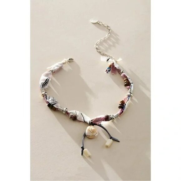 Free People Ariana Ost Alpha Choker Shell Neutral Boho Chic Fisherman Necklace - Picture 2 of 3